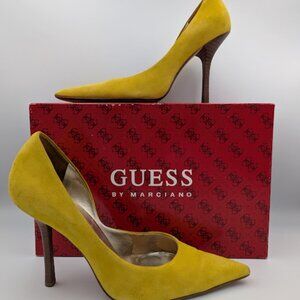 Guess by Marciano Yellow Suede d’Orsay High-Heel Pumps | With Box